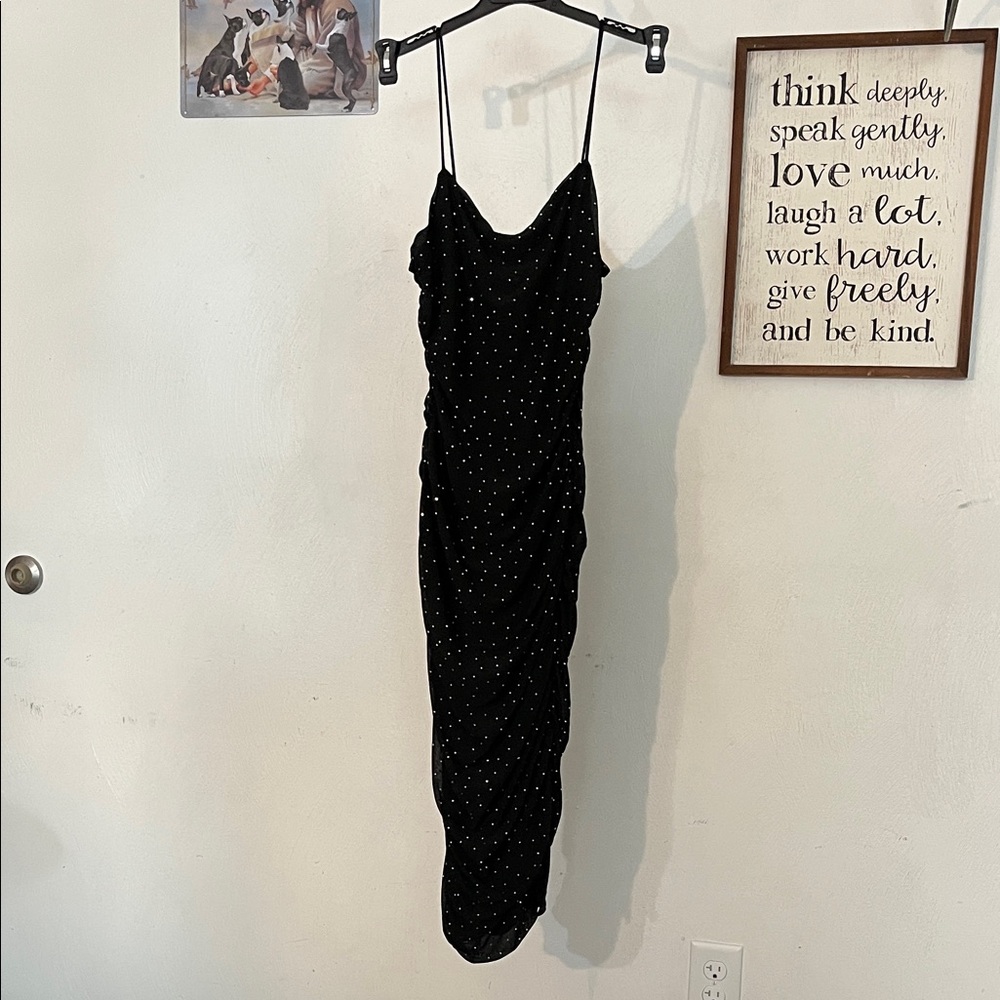 Shimmering ✨Chic Black Polka Dot Maxi Dress✨